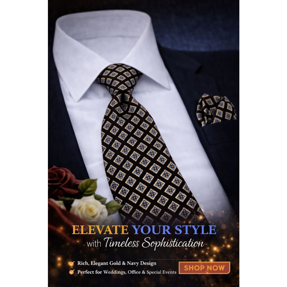 Neiman Marcus Brown & Blue Patterned Silk Men's Tie